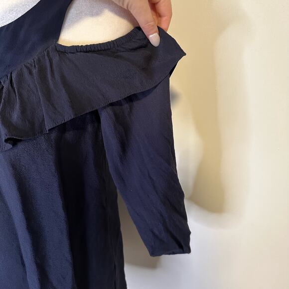 Maeve Anthropologie navy blue long sleeve cold shoulder top size 0 - Picture 4 of 12